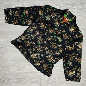 Vintage Fredericks of Hollywood asian inspired bolero jacket shirt w/ frog knot